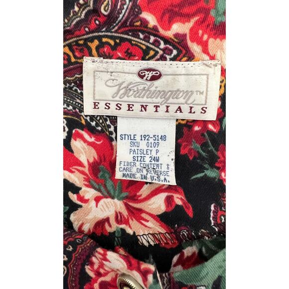 Worthington Floral Paisley Button Down Blouse 24W Made in USA - Picture 4 of 4